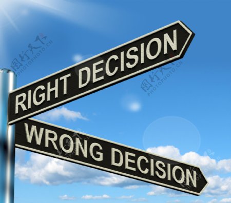 路标显示正确的决策混乱阶层咨询或错误