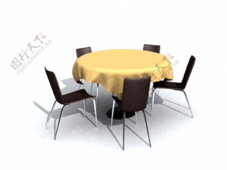 五人坐餐桌椅模型