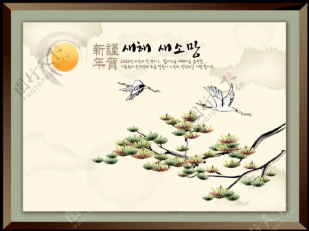传统中国风景画矢量图