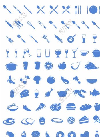 餐饮图标餐具食材图形标识图片