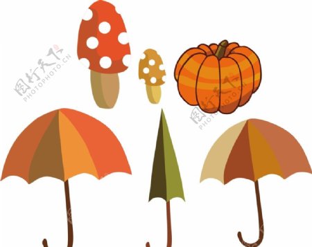 卡通雨伞蘑菇图片