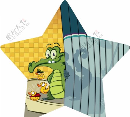 小鳄鱼洗澡图片