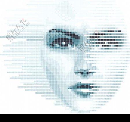 数字化女性脸孔矢量素材图片