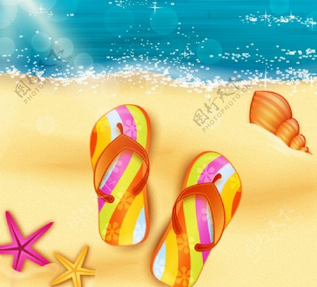 美丽沙滩沙滩拖鞋图片