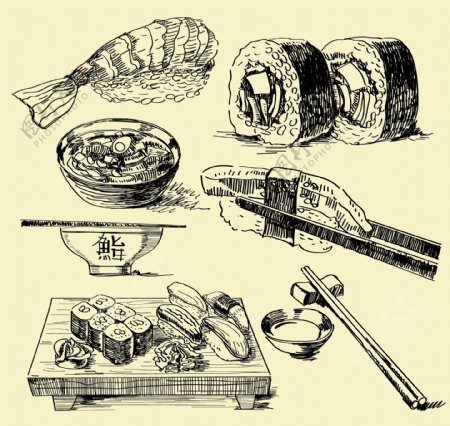 手绘寿司图片