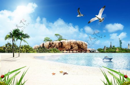 海边沙滩背景图片