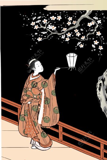 日本浮世绘挑灯图片