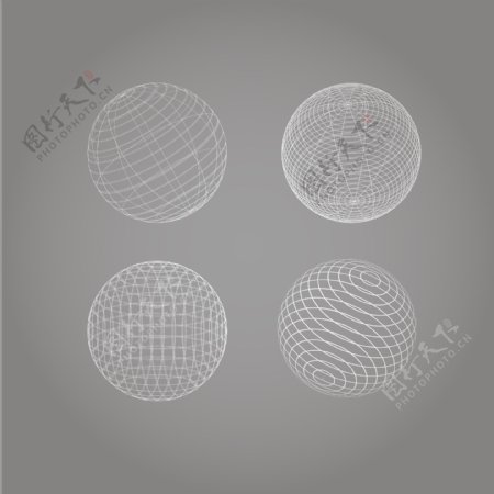 球体矢量线框设计图片