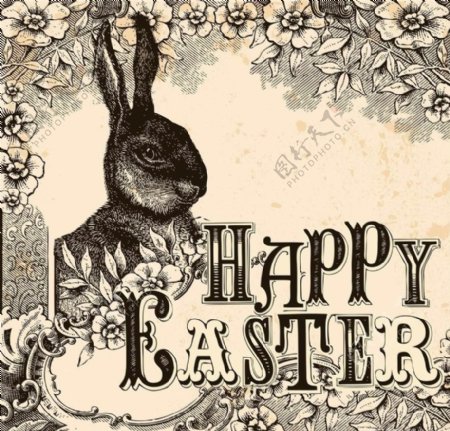 复活节兔子花纹图片