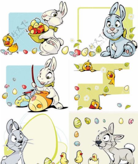 复活节卡通兔子彩蛋小鸡图片