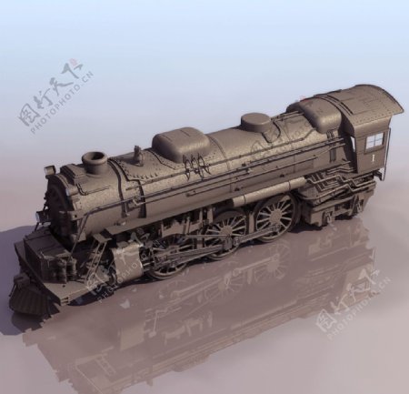 3D模型图库交通工具火车头蒸汽机车图片
