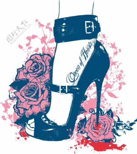 玫瑰花纹凉鞋图片