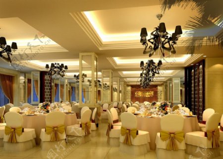 现代酒店多功能餐厅装修效果图图片