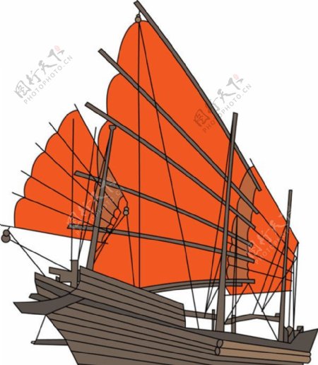 古代帆船AI矢量格式素材图片