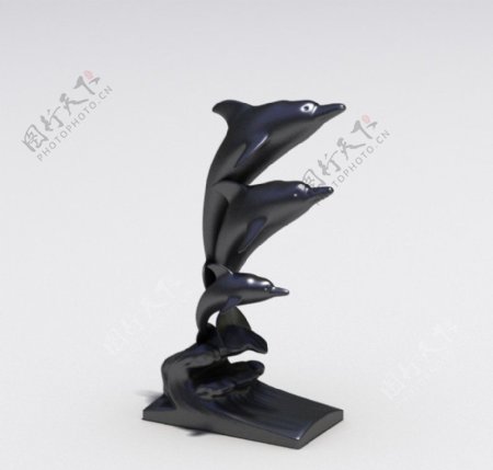 海豚雕塑模型图片