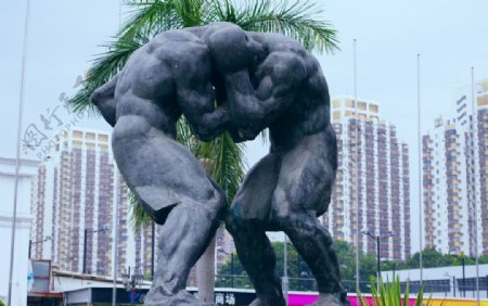 体育雕像拳击运动图片