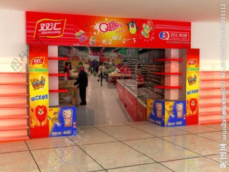 3D超市包柱效果图图片