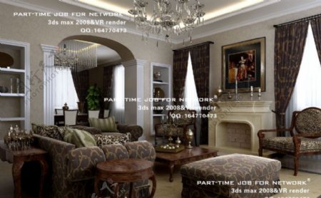 欧式客厅3dsmax室内设计模型vray带全部贴图图片