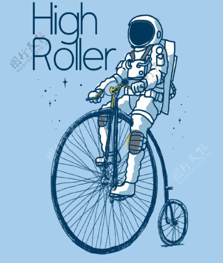 宇航员骑自行车图片