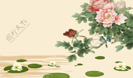 花卉国画背景图片
