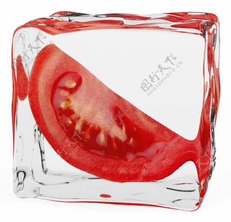 立体立方冰块西红柿图片