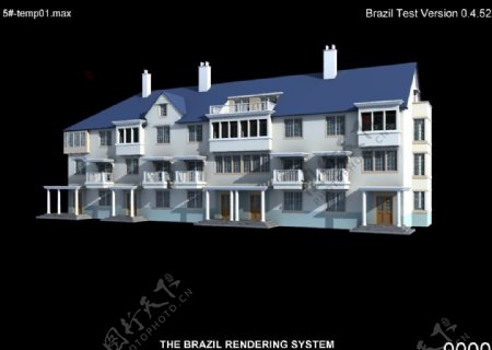 英伦风格三层坡屋顶别墅模型图片