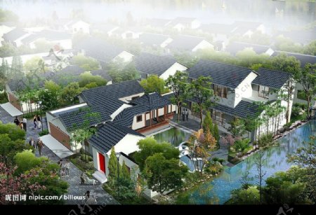 江南湖景园林别墅图片