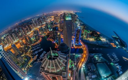 俯瞰迪拜漂亮夜景图片