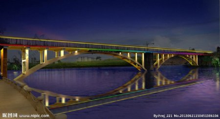桥梁夜景效果设计图片