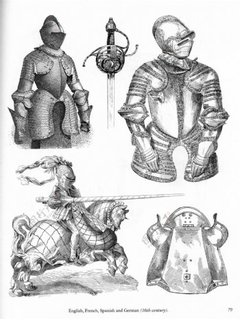 欧洲古代兵器盔甲骑士兵装备图片
