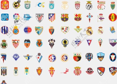 全球2487个足球俱乐部球队标志西班牙图片