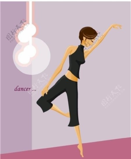 韩国跳舞美女插画图片