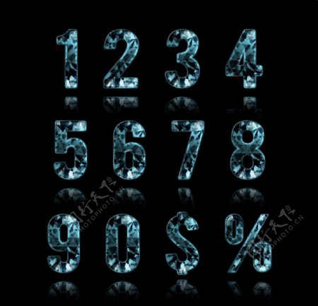 精致蓝色钻石数字与符号矢量素材图片