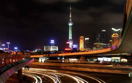 上海外滩亚一弯夜景图片