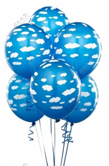 蓝白相间气球图片