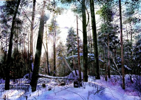 山林冬景图片