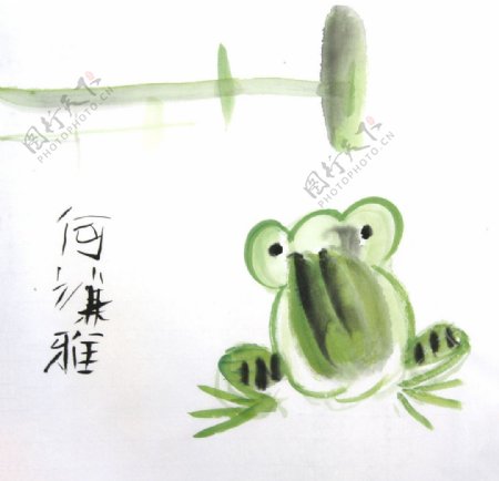 秦汉胡同学员国画作品青蛙图片