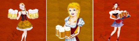 油画啤酒女郎图片