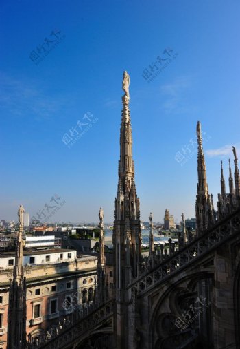 意大利米兰杜莫大教堂顶部图片