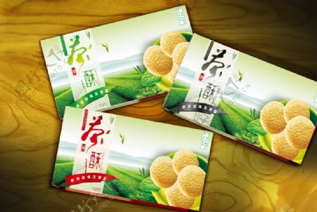 茶酥饼干三款系列包装图片