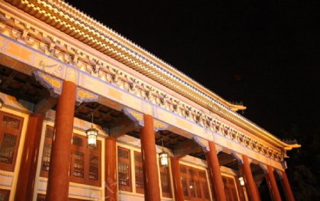 中山纪念堂一角夜景图片