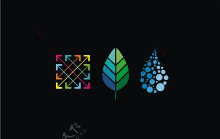 线条叶子水滴logo图片