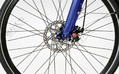 自行车车轮胎特写图片