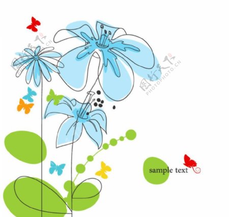 可爱花纹花朵蝴蝶图片