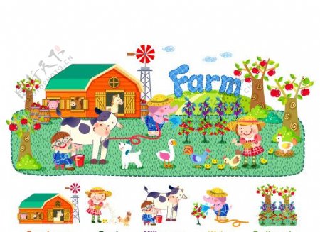 卡通字母farm图片