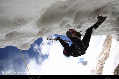 冰川登冰山雪景男人图片