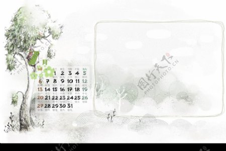 韩国08日历模板7月份图片