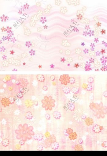 粉色碎花日本风背景底纹组合图片