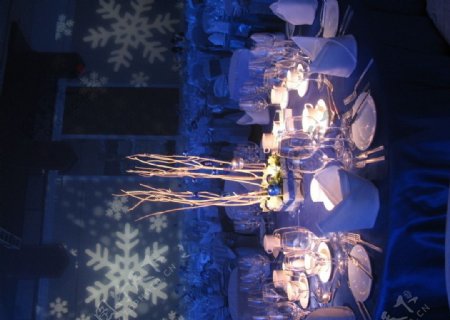 酒店桌子桌花华艺布衣灯光舞台晚会晚宴中餐西餐咖啡杯子折巾圣诞图片