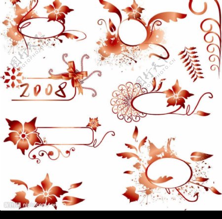 2008装饰花纹花卉花边矢量素材图片